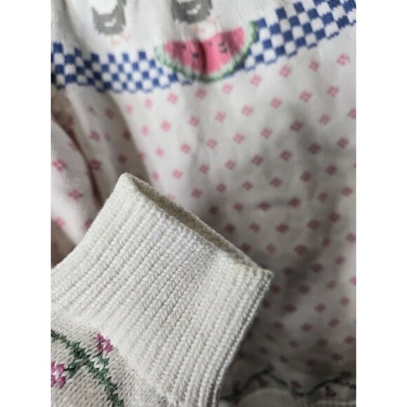 Vintage 80s Eddie Bauer Cute Ducks Watermelon Cotton Knit Pullover Sweater LRG - Picture 8 of 14